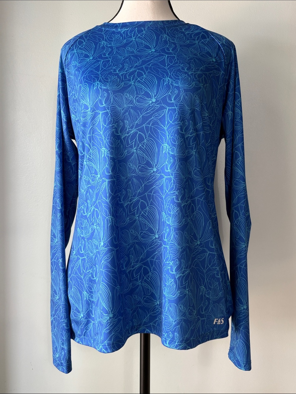 Field & Stream Blue Tropical Print Tech Tee Rash Guard Swim Top/Fast Dry. Size-L